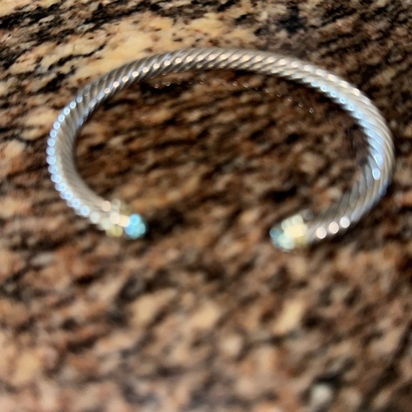David Yurman Silver Bracelet with Blue and Gold Details - Picture 2 of 7